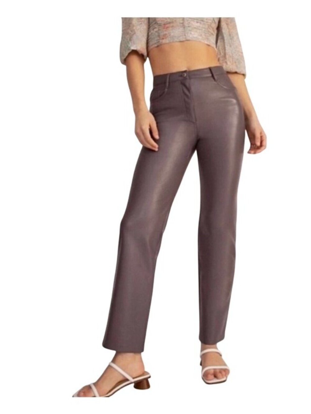 Aritzia Wilfred The Melina Women's 0 Purple Vegan Faux Leather High Rise Pants
